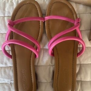 Madewell Pink and Tan Strappy Sandals